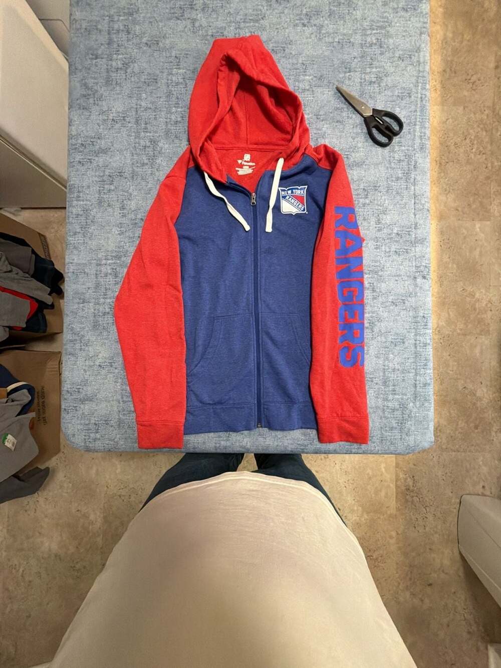 Fanatics NHL New York Rangers Full Zip Hoodie Sweatshirt Men's Large Blue Red